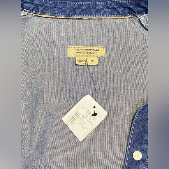 Burberry Button Down Denim High-Low Blue Jean Shirt Dress Size 4 - Picture 9 of 9